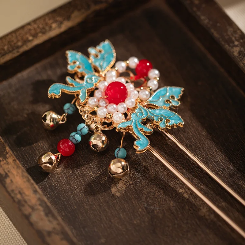 دبابيس الشعر زهرة اليدوية U على شكل العصي الشعر النمط الصيني الجديد الأزهار الشعر مجوهرات النساء الفتيات اللؤلؤ إكسسوارات الشعر هدية #4