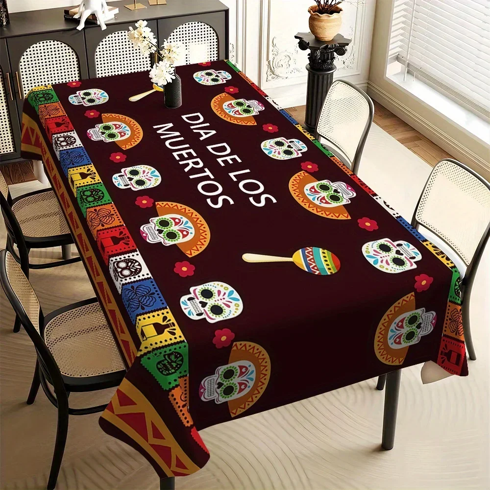 Mexican Skull Dia De Los Muertos  Tablecloths for Table Decor Mexico Day of The Dead Table Cloth Kitchen Party Decor