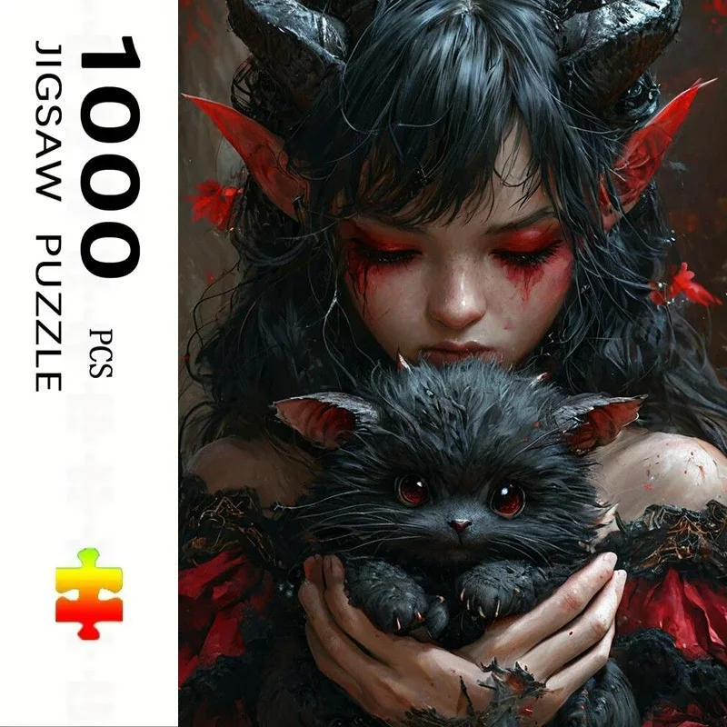 

500/1000 Pieces Jigsaw Puzzle Black Little Devil Jigsaw Puzzle Educational Toy for Kids Children 's Games Christmas Gift