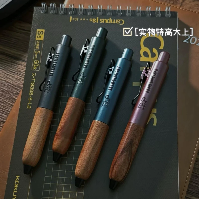 Retro TOP Dark Night Gelstift, Premium Massivholzgriff Chonky Pen ​ 0,5 mm glatter Tintenfluss, präzise ausbalanciert für Büro und Journaling