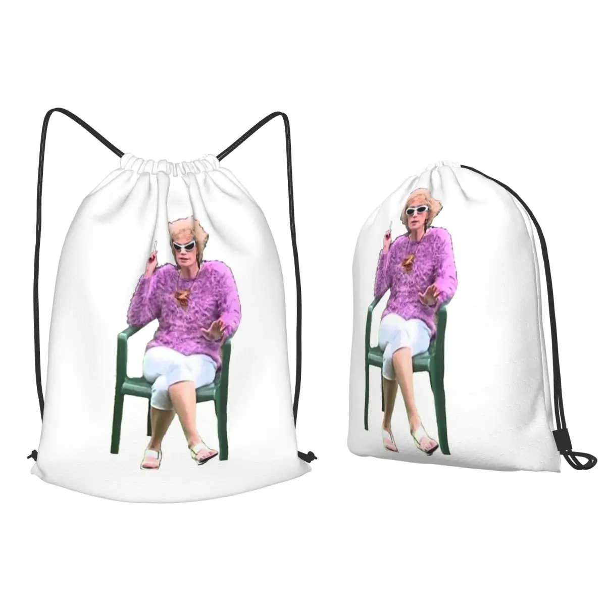 Kath And Kim Kath Having A Smoke Backpacks Fashion Drawstring Bundle Pocket Sundries Bag Book Bags for Travel School