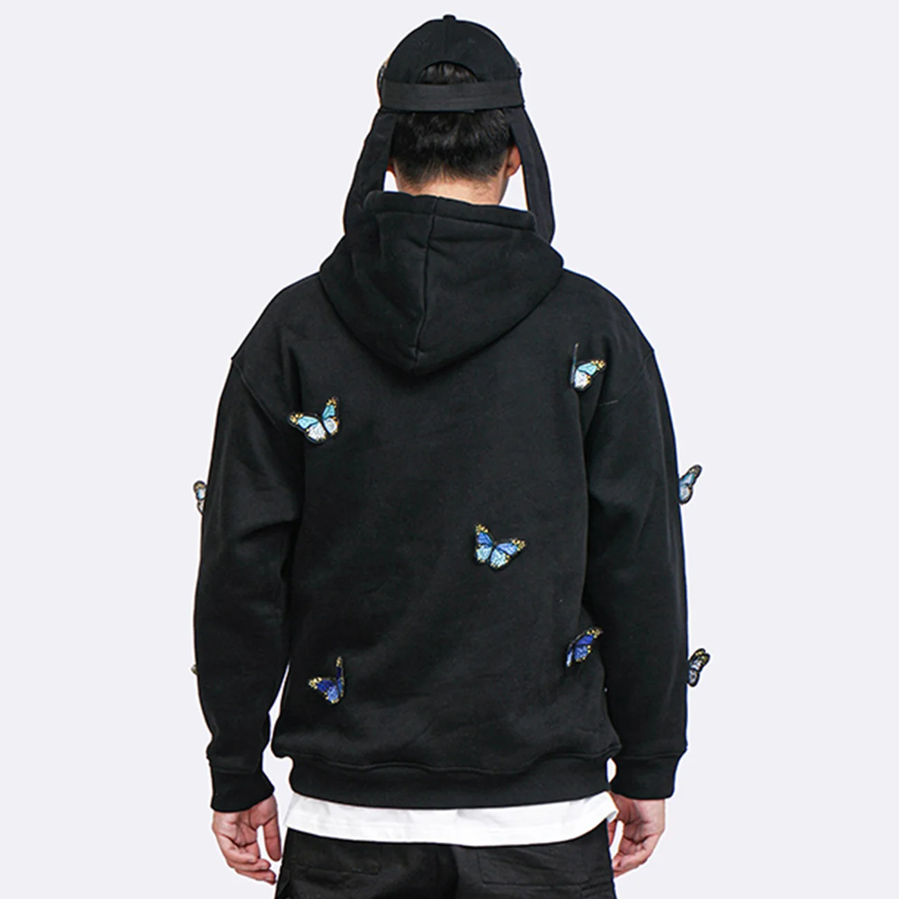 Loose Streetwear Autumn Hoodie Men Fashion Embroidery Bow Hoodies Sweatshirts Hip Hop Cotton Hooded Pullover Tops