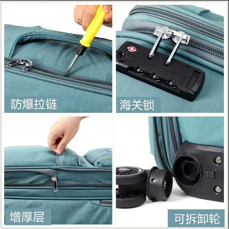 Oxford cloth luggage canvas trolley suitcase multi-wheeled suitcase men and women 20 inch boarding box password box