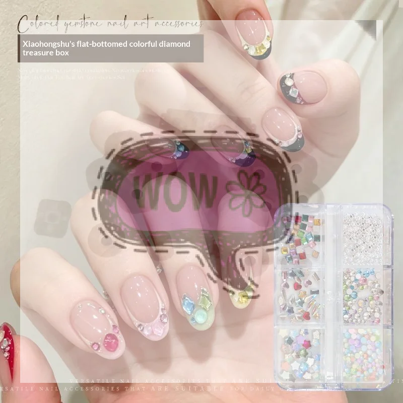 【HBA】Fadeless Multi-Shaped Colorful Flat Back Nail Rhinestones Set Perfect For Home DIY Manicure & Pro Salon Use