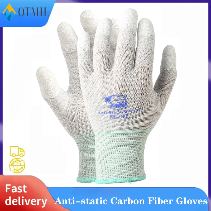 

MECHANIC AS02 L M Size Anti-static Carbon Fiber Gloves PU Coating Layer Mobile Phone Repair Electronic Work Protective Gloves
