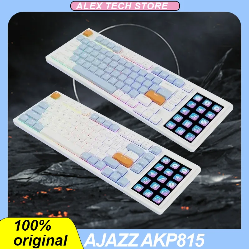 

Ajazz Akp815 Mechanical Keyboard 81 Keys Rgb Backlit Gasket Customized Lcd Screen Wired Gaming Keyboard Pc Accessory Office