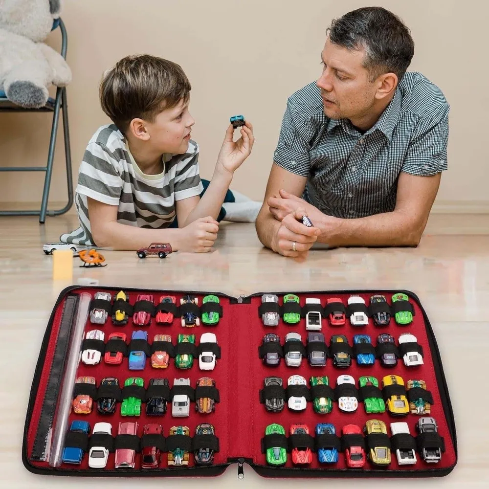 Double Sided Toy Vehicle Storage Pouch 52 Compartments Removable Pocket Diecast Car Display Bag Large Capacity Lightweight