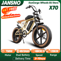 JANSNO X70 Retro Electric Bicycle 750W Motor 48V 34AH Removable Dual Battery Mountain Ebike 20*4.0\