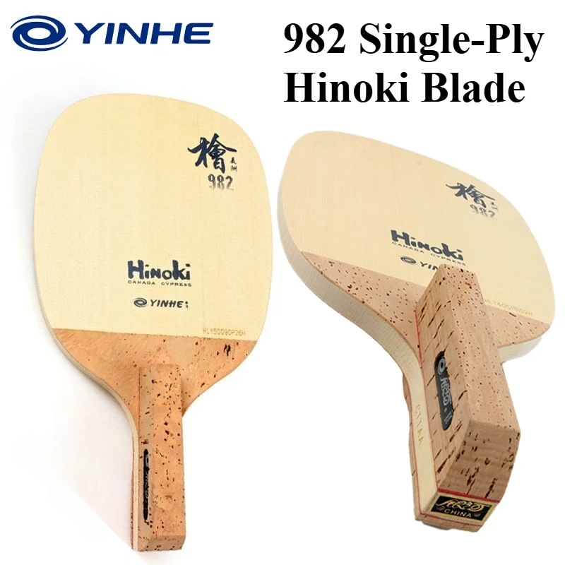 YINHE 982 Hinoki Japanese Penhold Table Tennis Blade 1-Ply Solid Hinoki Ping Pong Bat Paddle for Offensive Loop & Fast Attack