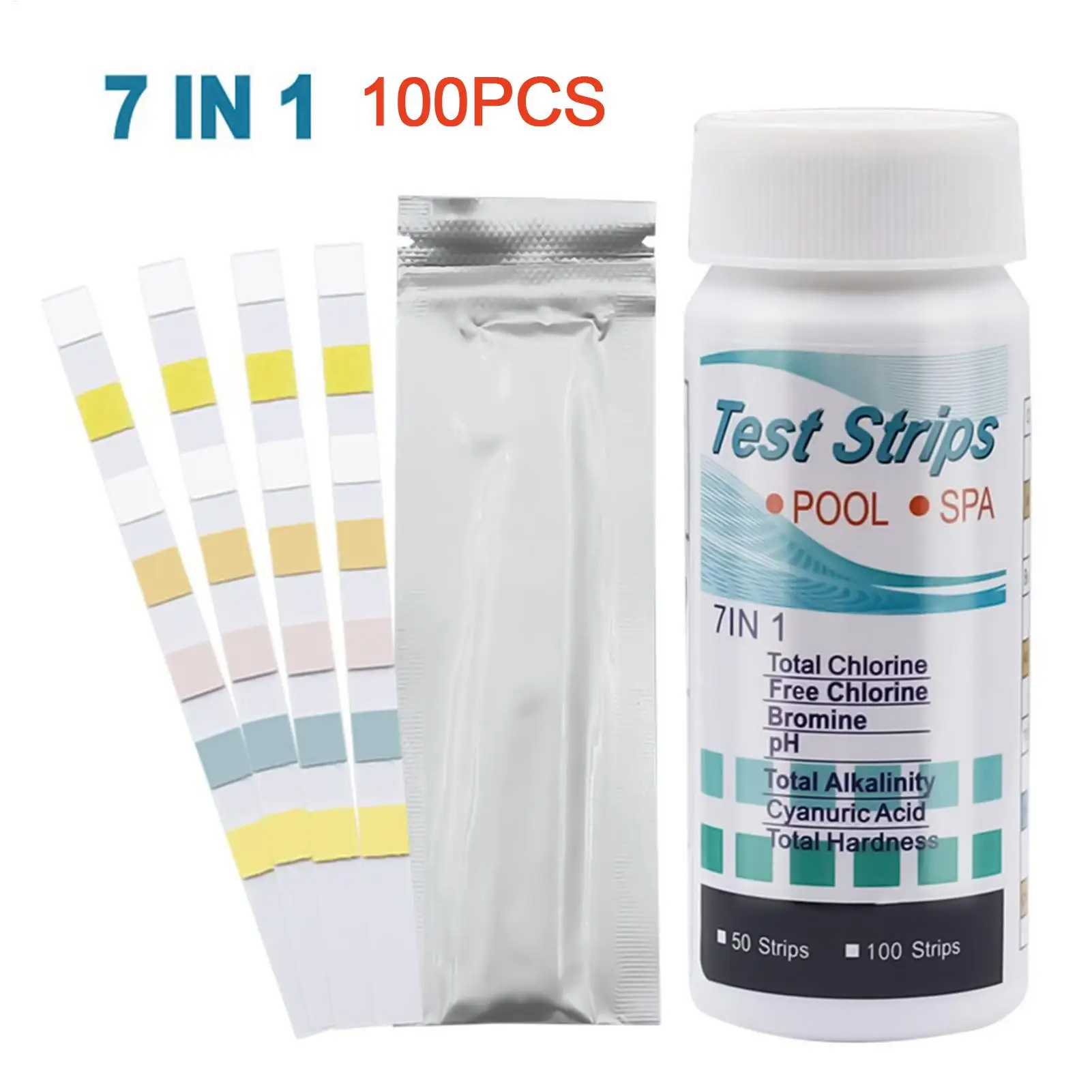 100 Pieces Pool Water Test Strip Swimming Pool PH Test Strips Multi-purpose Chlorine BromineTest Strips for Aquariums Water