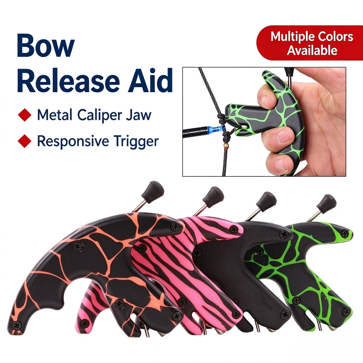Compound Bow Release Aid Grip 3 Finger Auto Caliper Archery Trigger Bow String Release for Hunting Shooting Practice