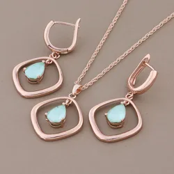 New Korean Fashion Jewelry Trend Rose Gold Color Unusual Earrings Sets For Women Luxury Elegant Women's Set