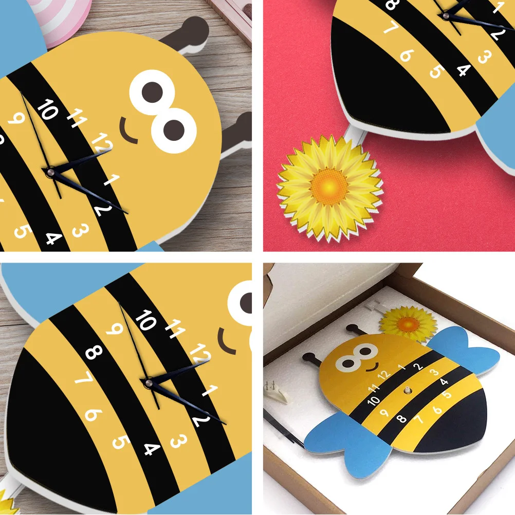

Cartoon Wall Clock Silent PVC Foam Design Decorative Hanging Clock for Bedroom Living Room Kids Room Office Large