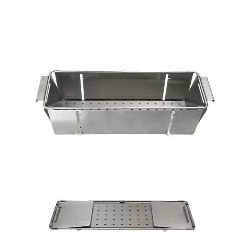 Folding IGT 0.5 Unit Stainless Steel Storage Box Camping Lightweight Drain Basket Portable Outdoor Kitchen IGT Table Accessories