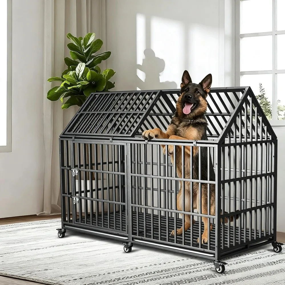 64 inch Heavy Duty Indestructible Dog Crate New Upgraded Reinforced for Giant Dogs XXXL Dog Crate for High Anxiety