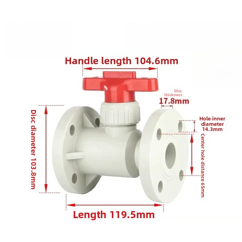 PPH flange ball valve PPR hot melt plastic valve water pipe quick installation welding switch high temperature resistant dn25 40