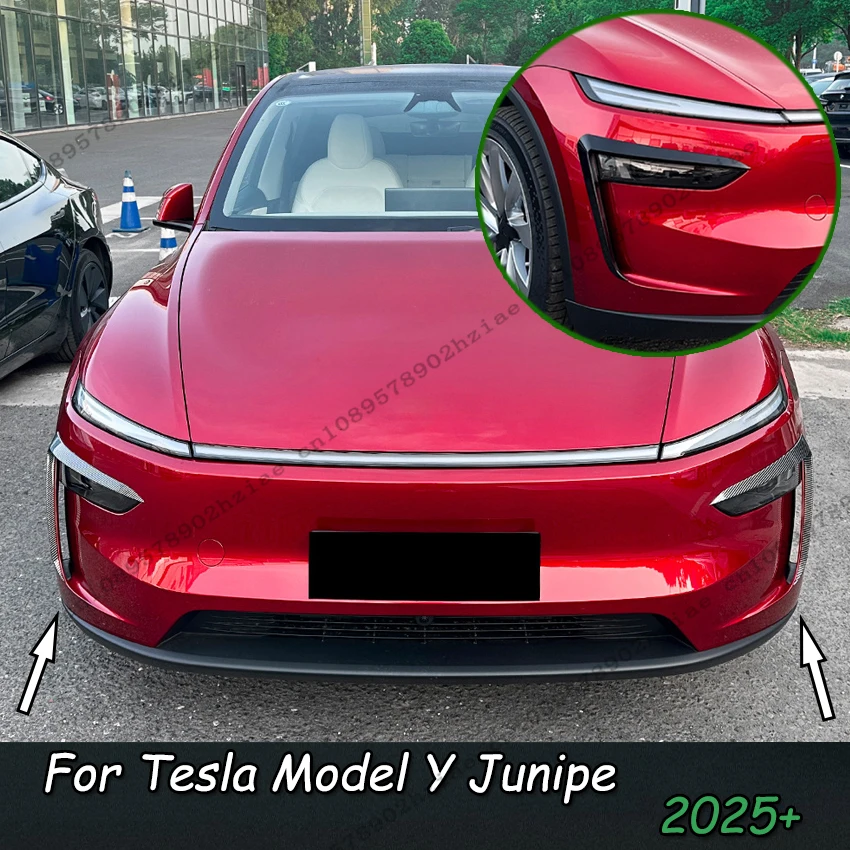 

Front Fog Cover For Tesla Model Y Juniper 2025+ Car Accessories Eyebrow Wind Knife Fog Lamp Sticker ABS Spoiler Blade Trims