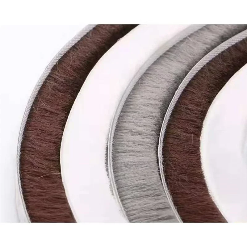 Upgraded Self-adhesive Wool Strip Door And Window Sealing Strip 7 * 6/7 * 8/7 * 12/9 * 5/9 * 9/9 * 15/9 * 23mm White Brown Gray