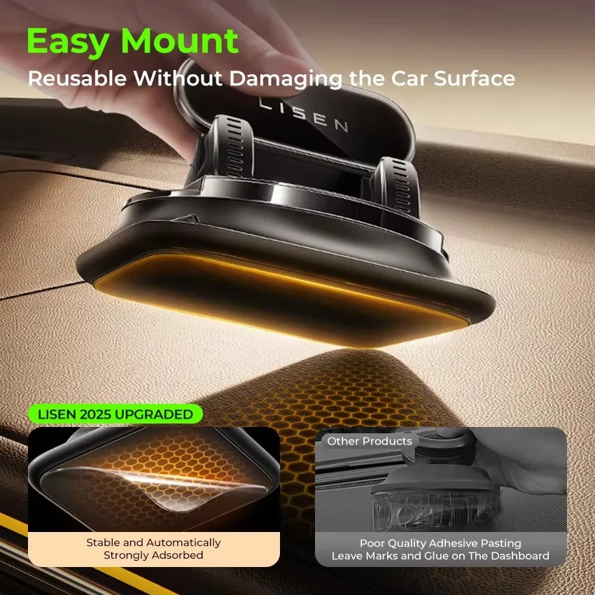 LISEN Neuer Telefonhalter 360° °   Rotierende, rutschfeste, hochfeste Autotelefonhalterung mit Saugnapf für Fahrnavigation und Anrufe