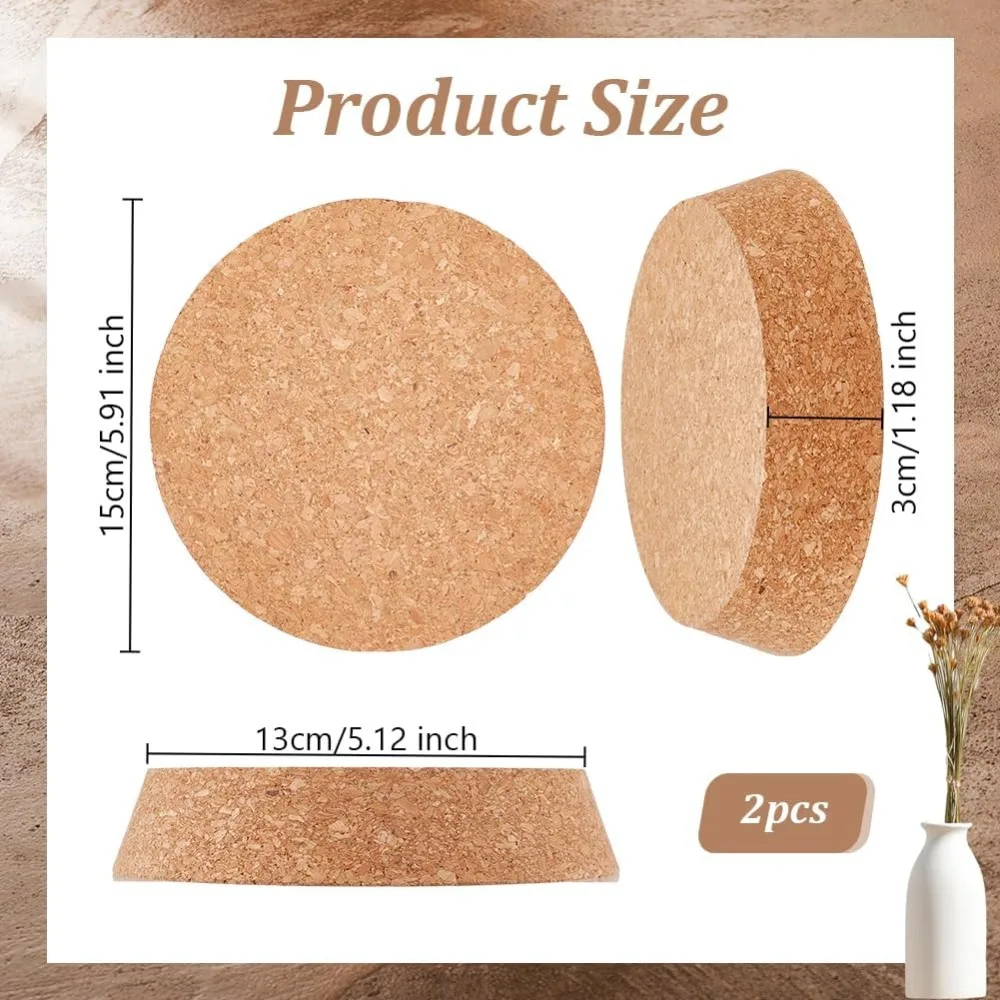 2 Large Tapered Cork Plugs 5.1-5.9 Inch Wooden Cork Stopper Glass Jar Wine Bottle Lids Natural Soft Wood Replacement for Kitchen