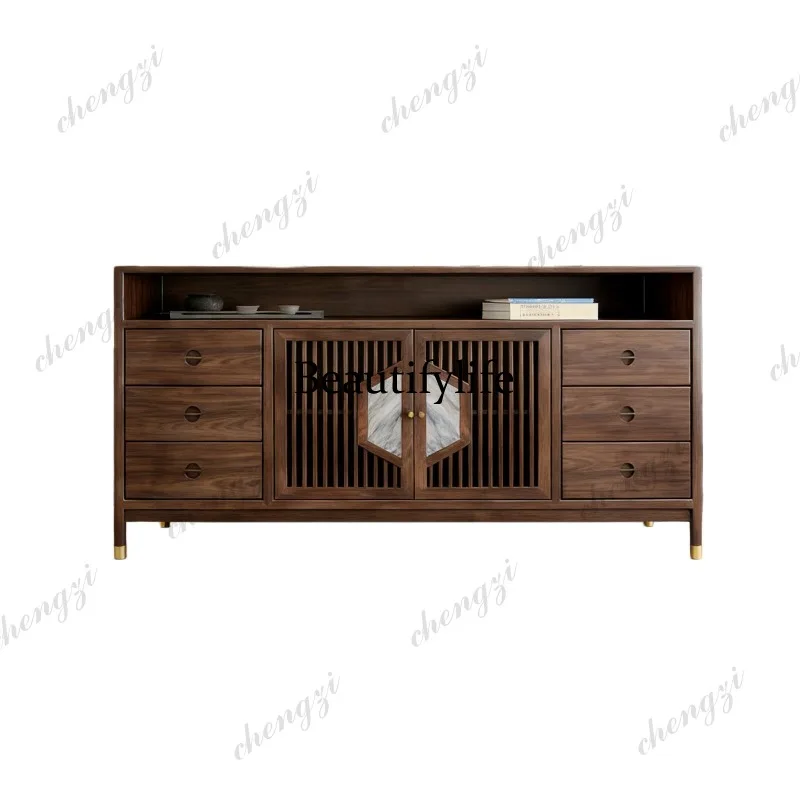 A74 Solid wood dining side light luxury cabinet against the wall locker hotel private room decorative cabinet