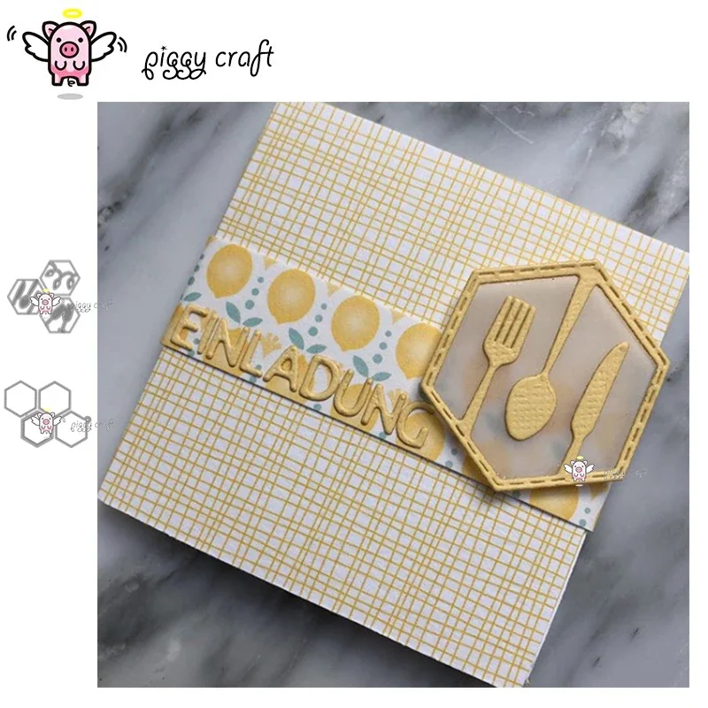 Piggy Craft metal cutting dies cut die mold Tableware bulb Hexagon frame Scrapbook paper craft knife mould blade punch stencils