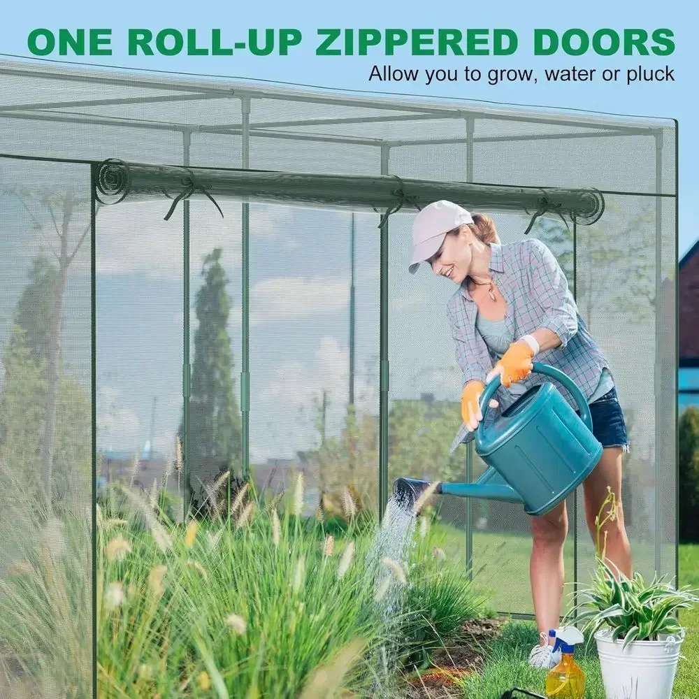 11.8x4x6 ft Garden Plant Cover with Zippered Door, Raised Bed Protection Tent, Wind-Resistant Outdoor Plant Cage