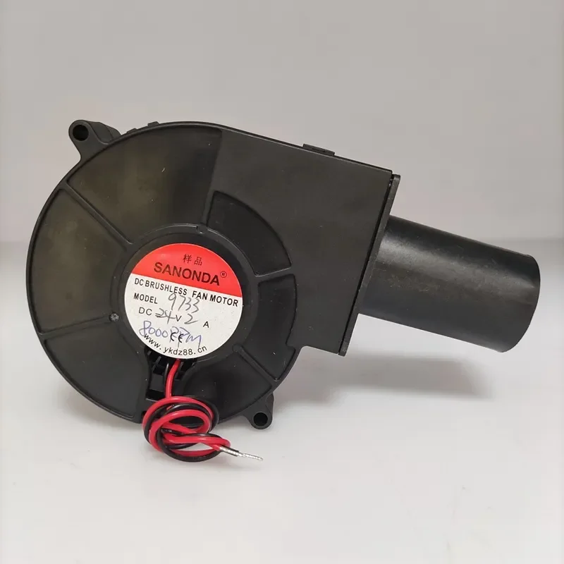9733 24V 2A Firewood Furnace Turbine Fan 9cm for Heating Furnace Centrifugal Fan and Thermal Transformation