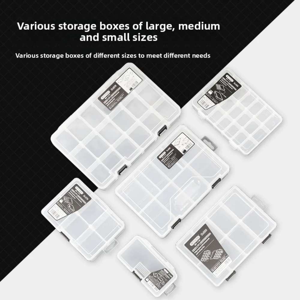 Multi-Grid Parts Box, Transparent Plastic Storage Box for Electronic Components, Small Screws & Accessories, Tool Organizer