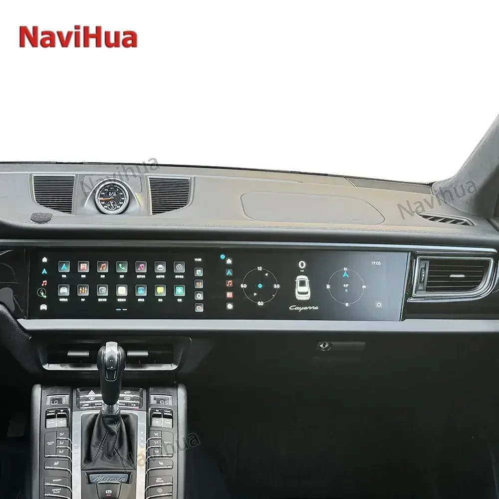 NaviHua Hot Sales 12.3 inch Dual Screen Android Car Radio GPS Navigation Multimedia Player Stereo For Porsche Macan 2014 2017