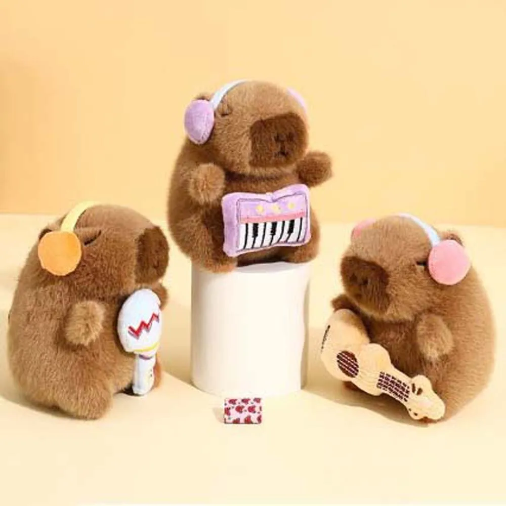 Music Capybara Guitar Capybara Key Ring Piano Guitar Shape Cartoon Cartoon Keychain Soft Animal Doll Animal Pendant