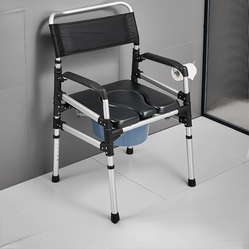 Elderly Toilet Chair, Foldable Mobile Shower Commode, Sick Pregnant Women's Commode Toilet, Portable Disabled Toilet