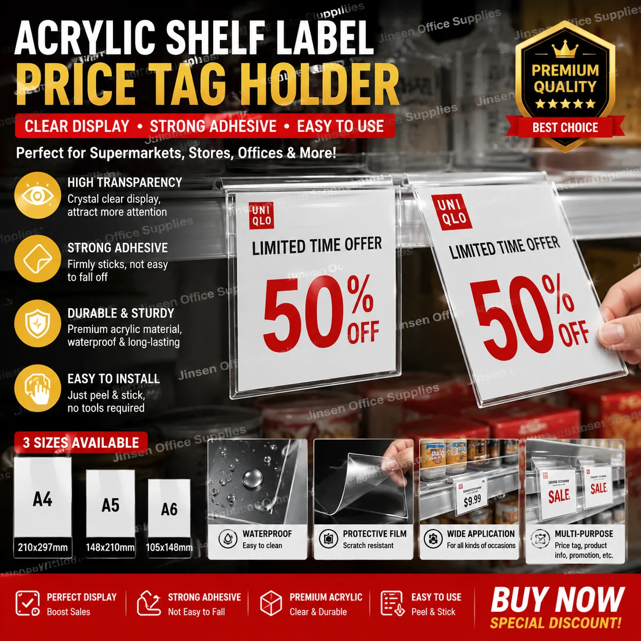 Acrylic A4/A5/A6 Special Offer Label Transparent Price Label Adhesive Product Introduction Board
