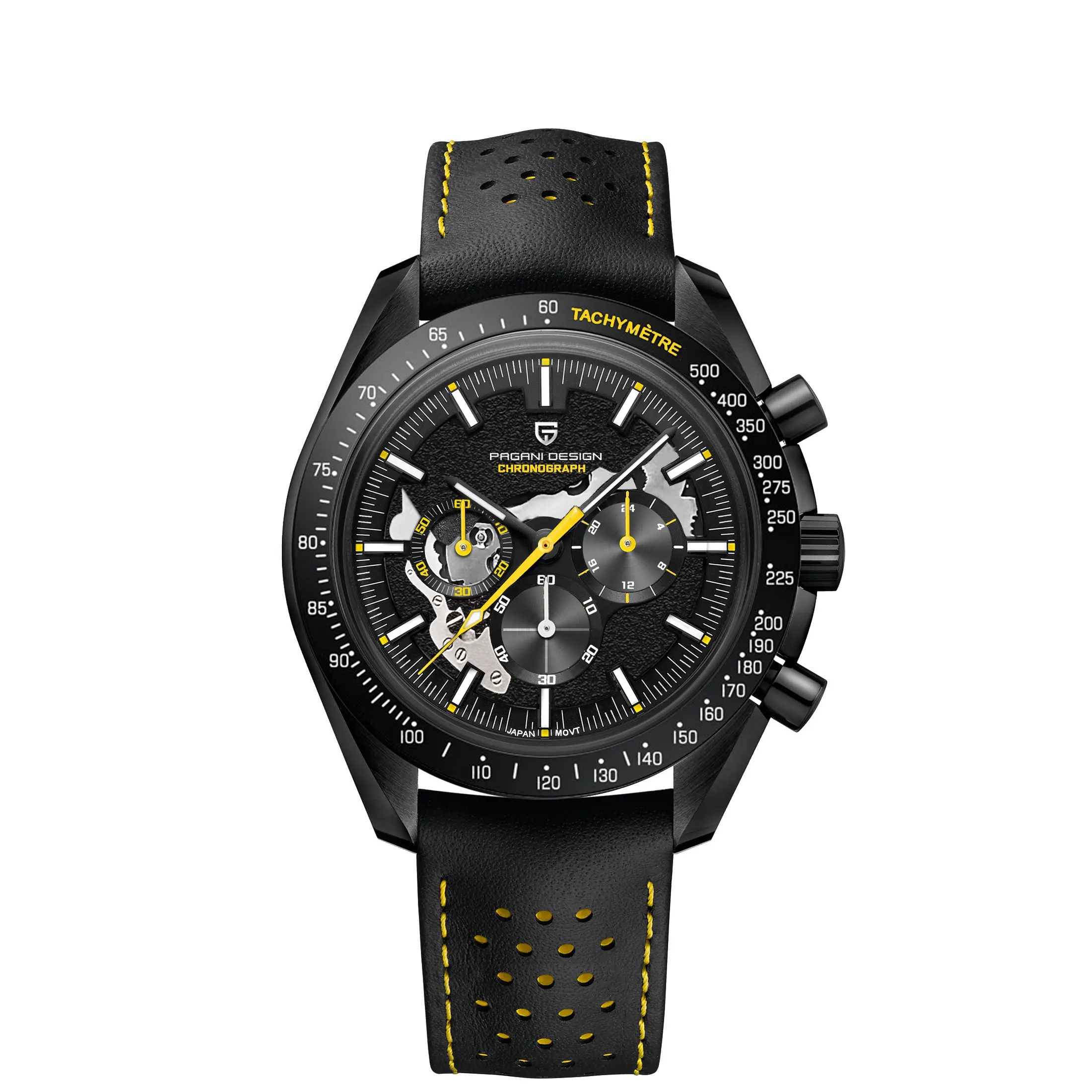 PAGANI DESIGN 2024 New Moon back Men\'s Watches Luxury VK63 Quartz Watch Men Sports Chronograp AR Sapphire glass Wrist watch Men