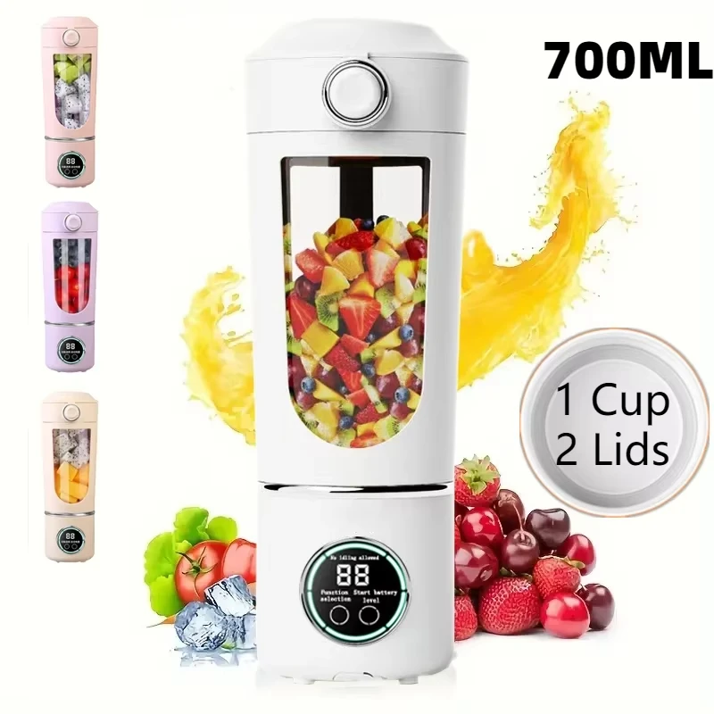 New Portable Juice Maker Blender for Shakes Smoothie 700ML Durable Juicer Steel Blades 2 In 1 Blender Bottle Smoothie Portable