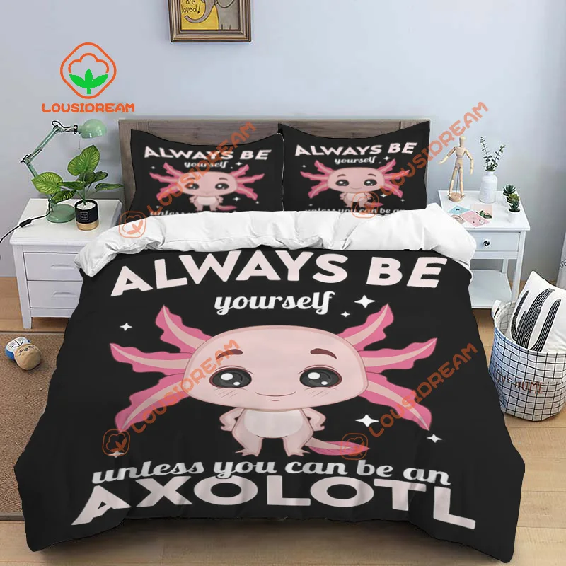 Axolotls Cute Duvet Cover Bedding Set Comfortable Kids Bed Single Double Bed Full Size Girls Boys Gift Sheet three-piece