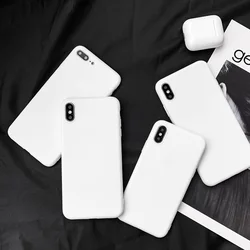 White Matte Phone Case For iPhone 6 6S 7 8 Plus X 10 SE 2020 11 12 Pro XR XS Max Silicone Soft TPU Case For iPhone 12 mini Cover