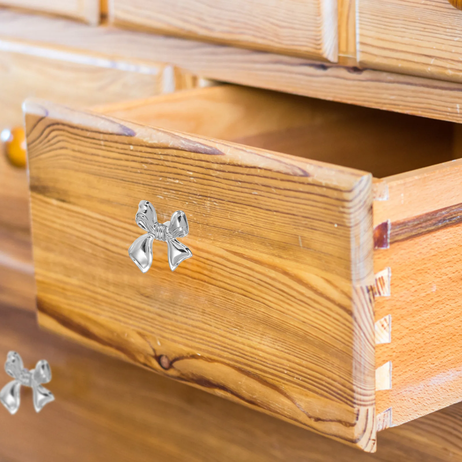 

1pcs Silver Bow Drawer Knobs Copper Cabinet Handles For Dresser Wardrobe Bathroom Furniture Vintage Pulls Decorative Hardware