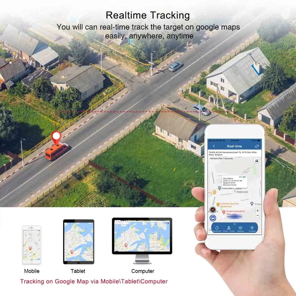 TKSTAR TK905 4G Car GPS Tracker 5000mAh 90 Days Standby Dual Positioning Real Time Tracking Device Free Web APP Waterproof