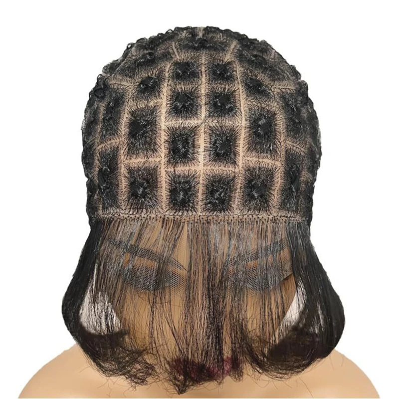 pre-knot full lace cap  knotless Box Braid double lace Wig cap for Black Women,Baby hair cornrow braided wigs full hd lace