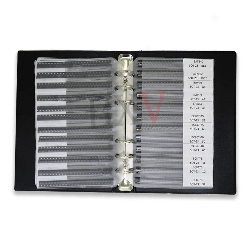 SOT23 Transistor Triode Kit SMD Commonly Assorted Sample Book SOT23 S8050 S8550 S9012 TL431 BC847 MMBT2222 Chip Triode Book