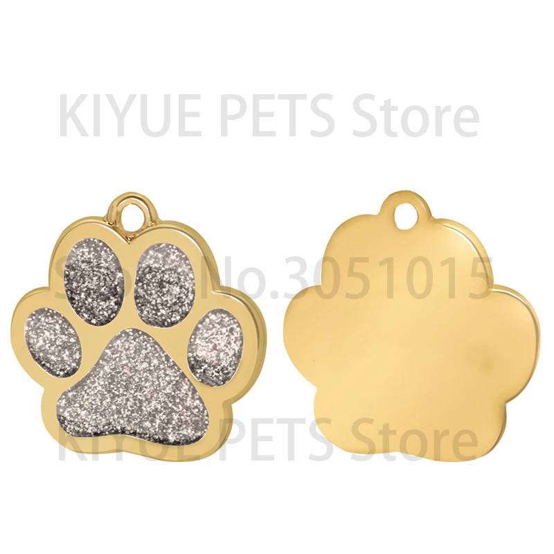 Wholesale 100Pcs Golden Paw Dog ID Tag Personalized Puppy ID Tag Pet Collar Accessories Custom Dogs Anti-lost Name Tags Pendant