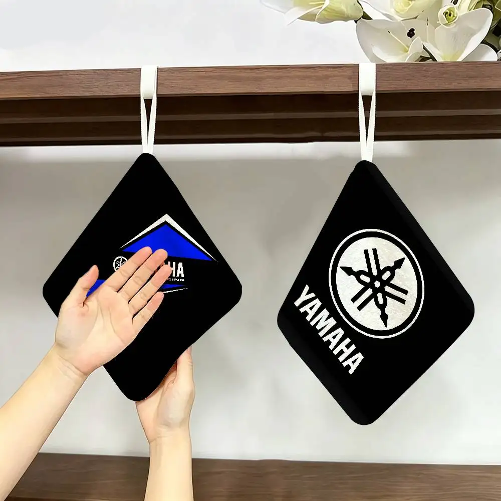 Y-YAMAHA Logo Polyester Cotton Hand Wiping Towel with Hanging Loop, Lightweight for Home and Commercial Use