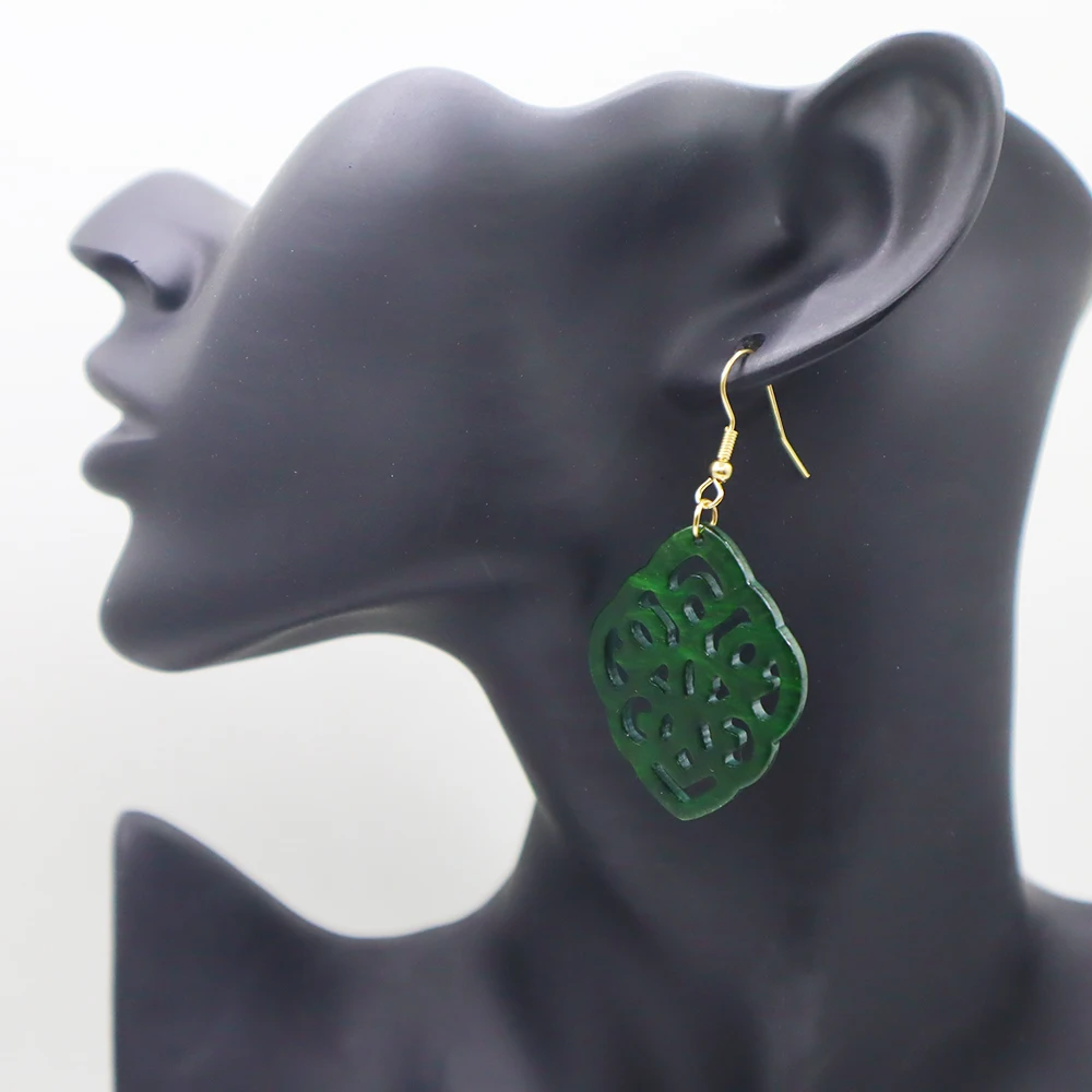 أقراط أكريليك مجوفة ، على الطراز الصيني القديم ، تصميم حصري ، أعمال يدوية أصلية ، حمراء ، تناسب كل شيء ، الموضة #2