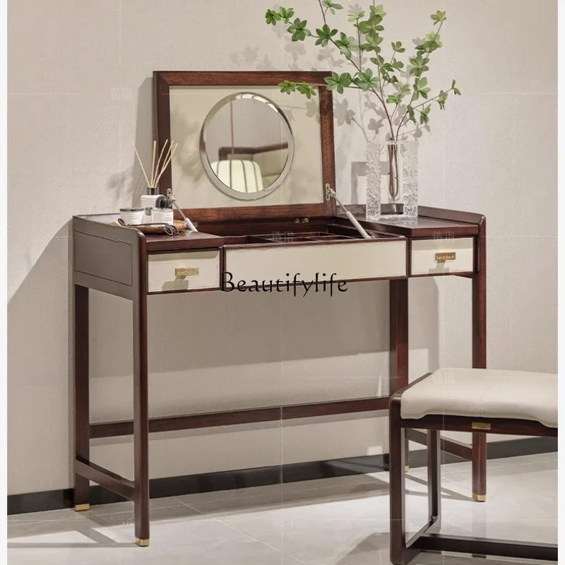 

ls 04Light luxury high-end new Chinese solid wood dressing table, modern ebony desk dressing table two-in-one