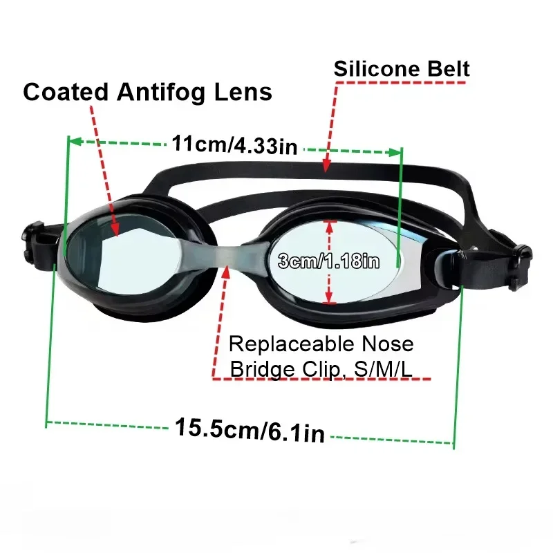 Kids Myopia Swimming Goggles for Boys Girls Ages 4-14 (Approximate) with Anti-fog Spray Swim Glasses  Eyewear