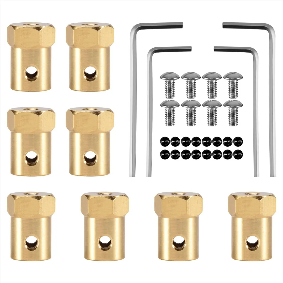 【CYBER MONDAY】8PCS 5mm to 12mm Brass Combiner Wheel Hub Hex Adapter for D12 C14 C24 B14 B24 B16 B36 MN D90 MN99S RC Car Parts