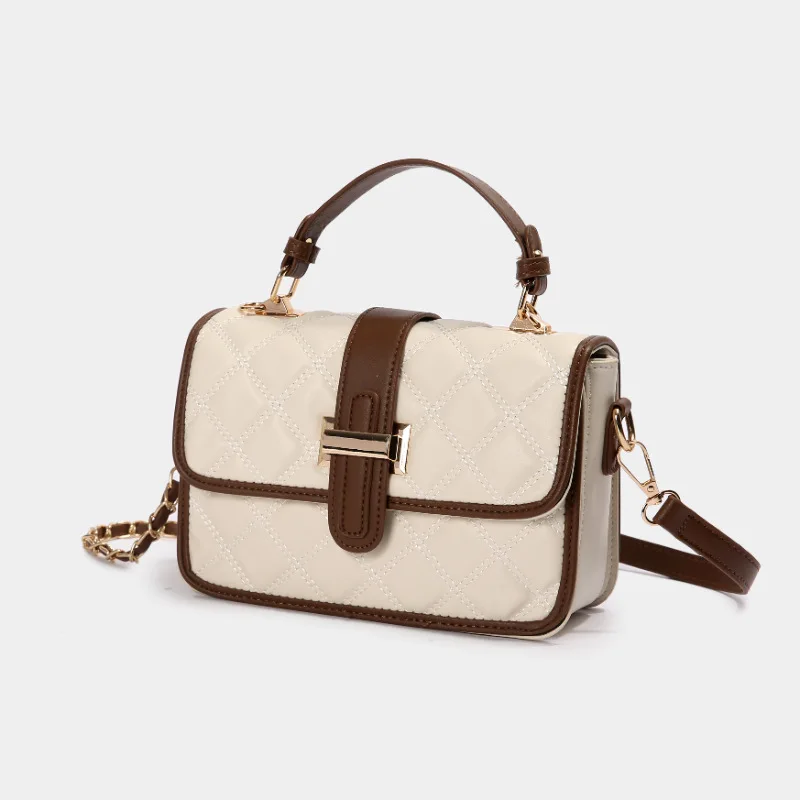 Xiaoxiangfeng سلسلة الماس حقيبة مربعة صغيرة جديدة عصرية ومتعددة الاستخدامات، حقيبة كتف محمولة شهيرة للنساء