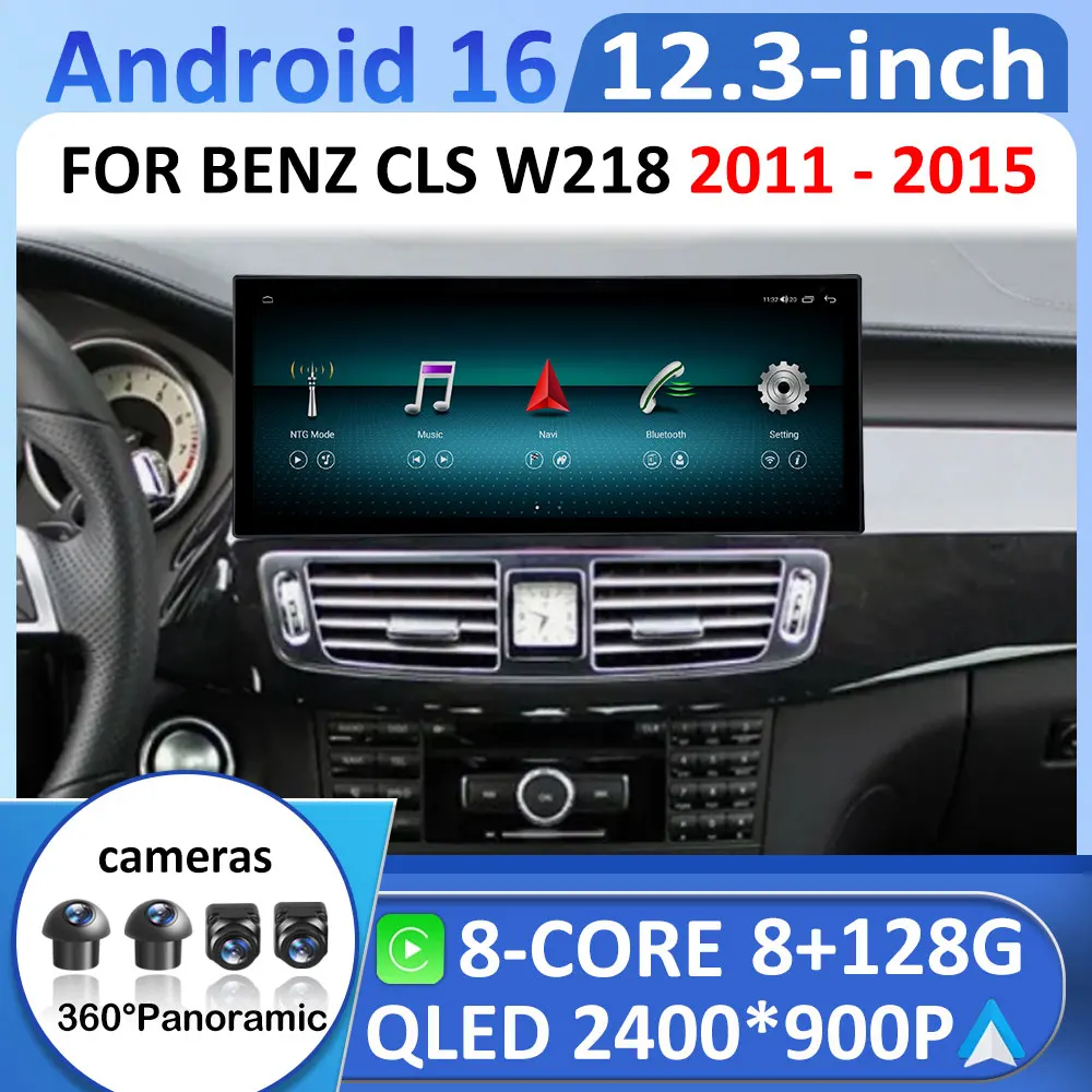 Für BENZ CLS W218 2011 2012 - 2015 Auto-Multimedia-Stereo-Player Bluetooth Android 16 System 10,33 / 12,3'' QLED Touchscreen DSP