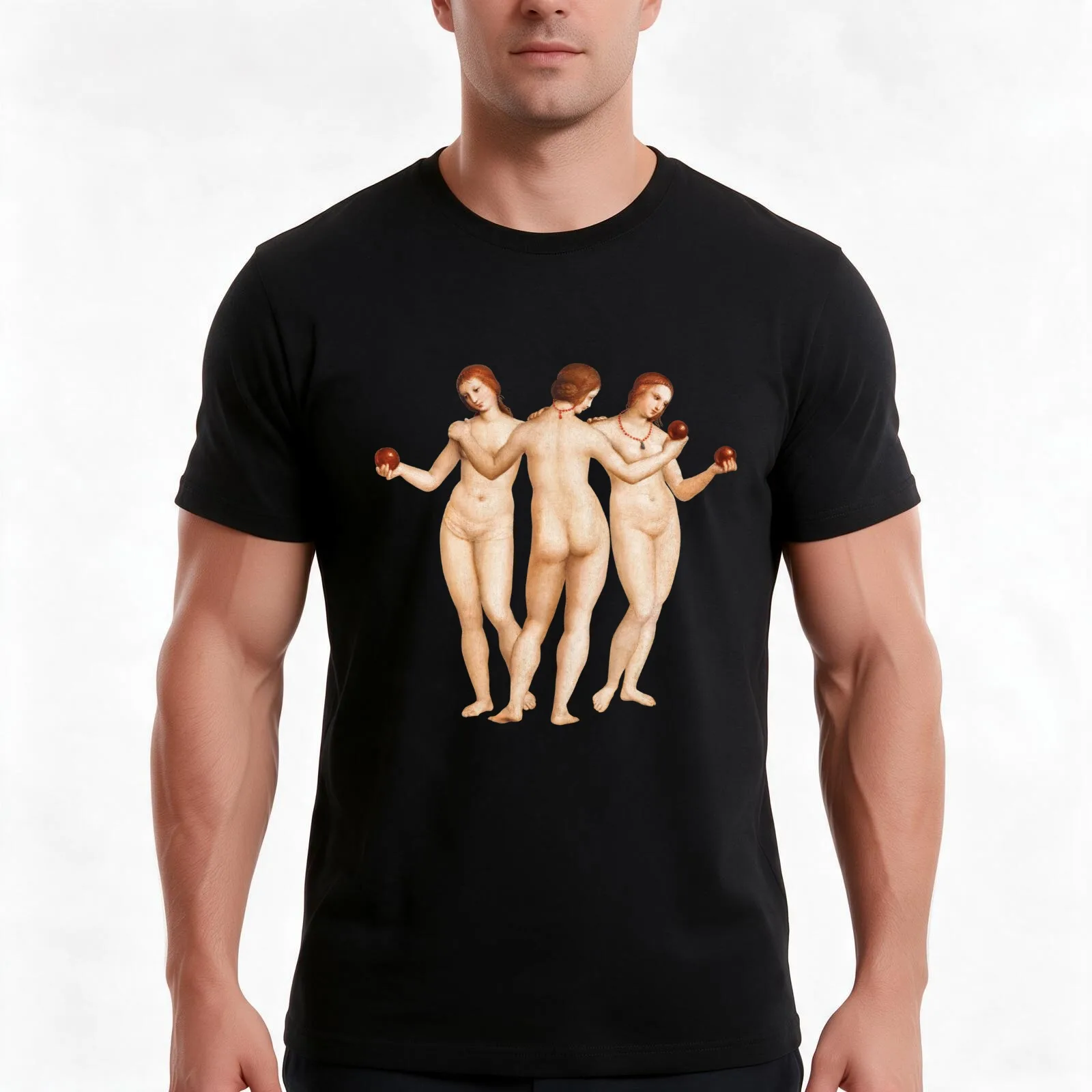 Three Graces Italian Renaissance Painting - Raphael Sanzio T-Shirt Summer Casual Cotton Tee Oversized Streetwear Tops